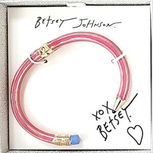 Betsey Johnson Pencil Bangle Cuff Bracelet Pink in Gift Box Whimsical Fun NWT!